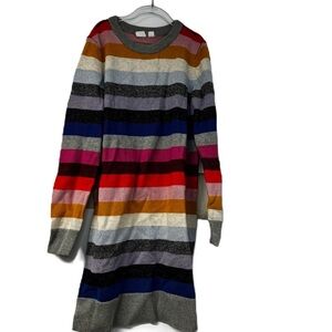 Gap Kids XL 12 Multi stripes knit rainbow winter dress warm holiday fun casual